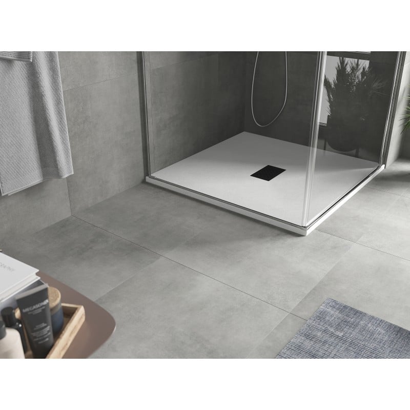 Mexen Hugo SMC Quadrat-Duschwanne 100 x 100 cm, weiß, schwarze Abdeckung - 42101010-B