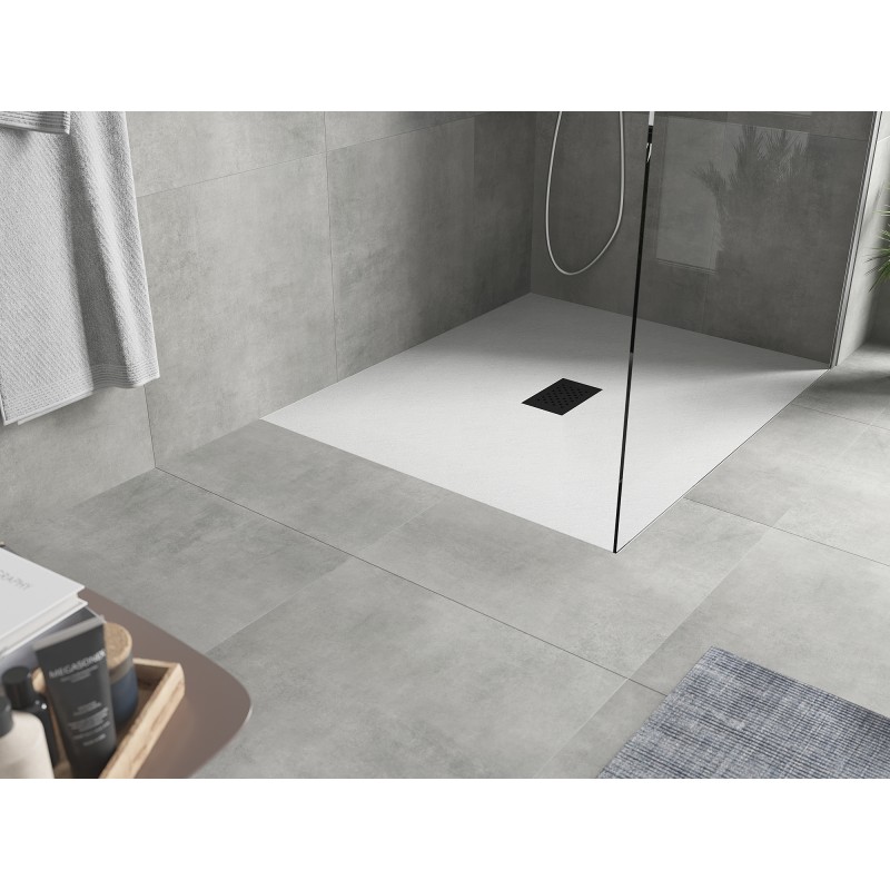 Mexen Hugo rechteckige Duschwanne SMC 140 x 100 cm, weiß, schwarze Abdeckung - 42101014-B