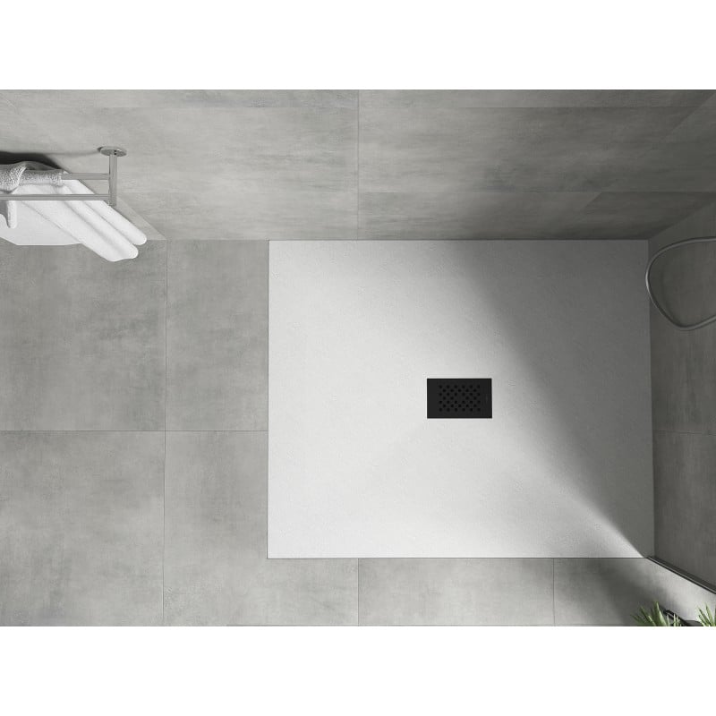 Mexen Hugo rechteckige Duschwanne SMC 140 x 100 cm, weiß, schwarze Abdeckung - 42101014-B