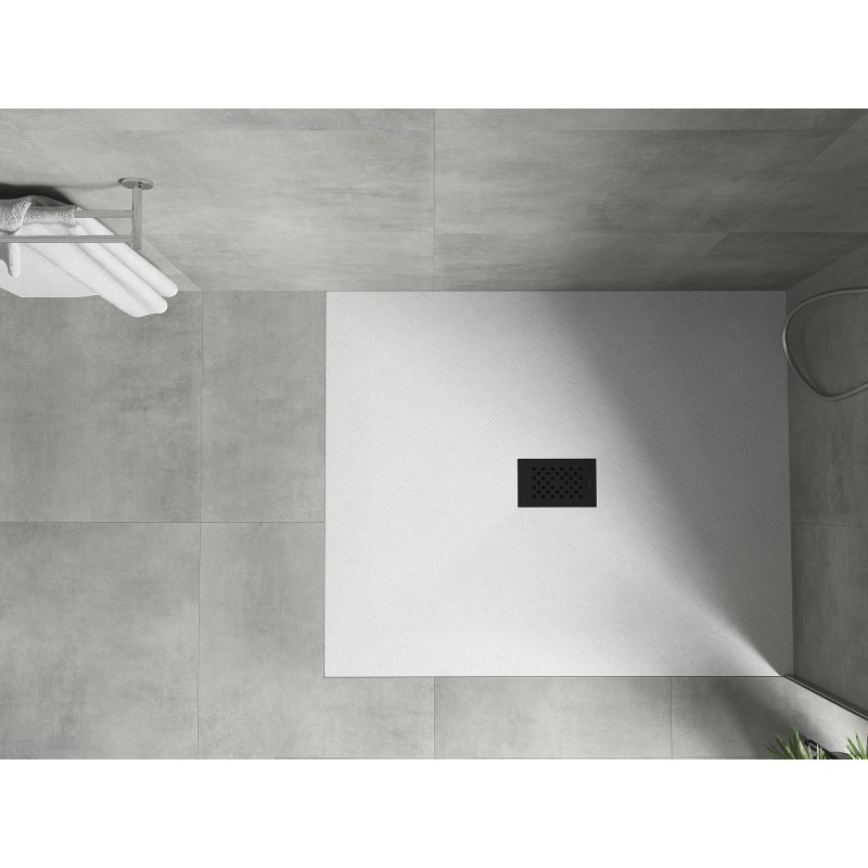 Mexen Hugo rechteckige Duschwanne SMC 110 x 100 cm, weiß, schwarze Abdeckung - 42101011-B