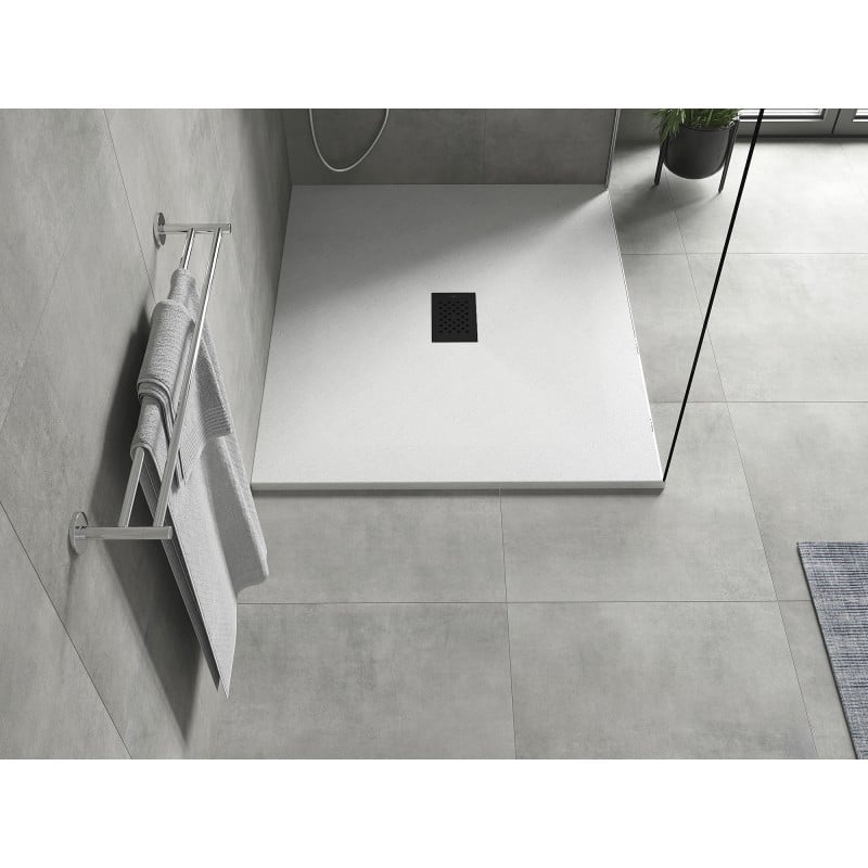 Mexen Hugo rechteckige Duschwanne SMC 140 x 100 cm, weiß, schwarze Abdeckung - 42101014-B