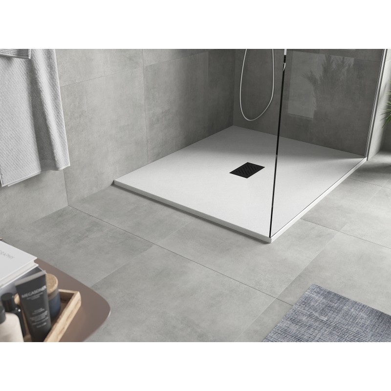 Mexen Hugo rechteckige Duschwanne SMC 140 x 100 cm, weiß, schwarze Abdeckung - 42101014-B