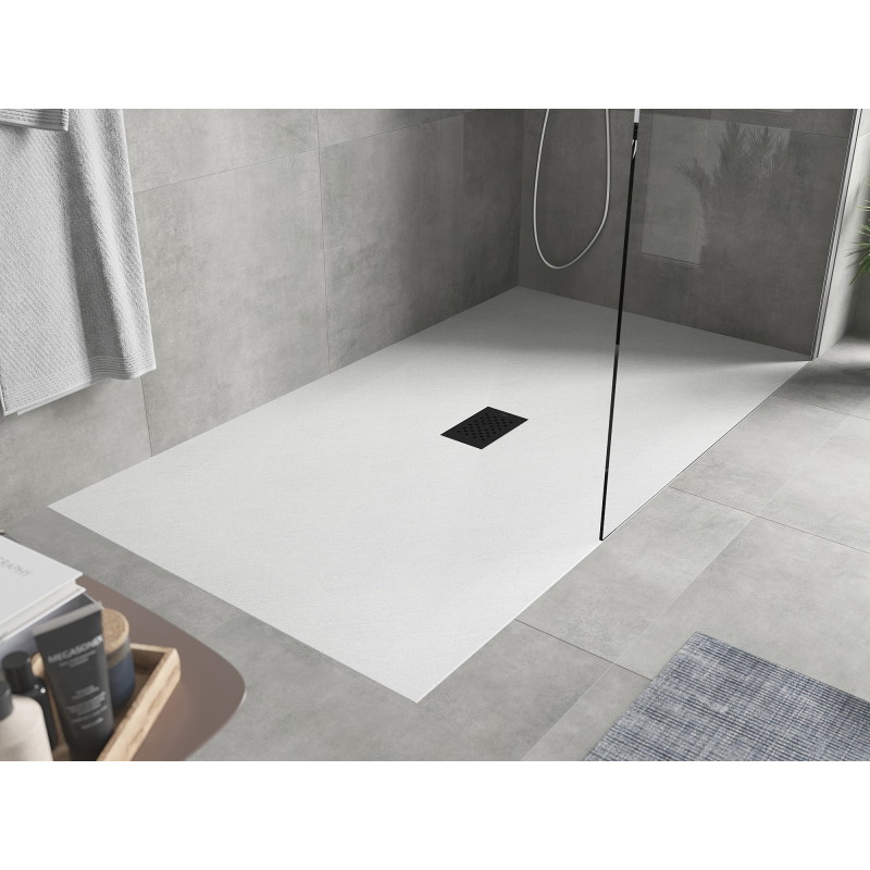 Mexen Hugo rechteckige Duschwanne SMC 170 x 100 cm, weiß, schwarze Abdeckung - 42101017-B