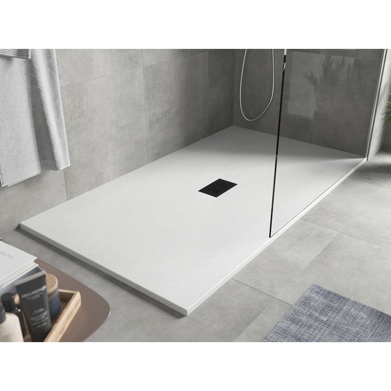 Mexen Hugo rechteckige Duschwanne SMC 160 x 100 cm, weiß, Abdeckung schwarz - 42101016-B