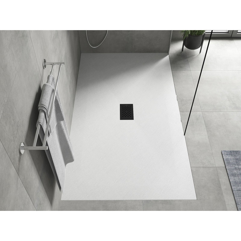 Mexen Hugo rechteckige Duschwanne SMC 180 x 100 cm, weiß, schwarze Blende - 42101018-B