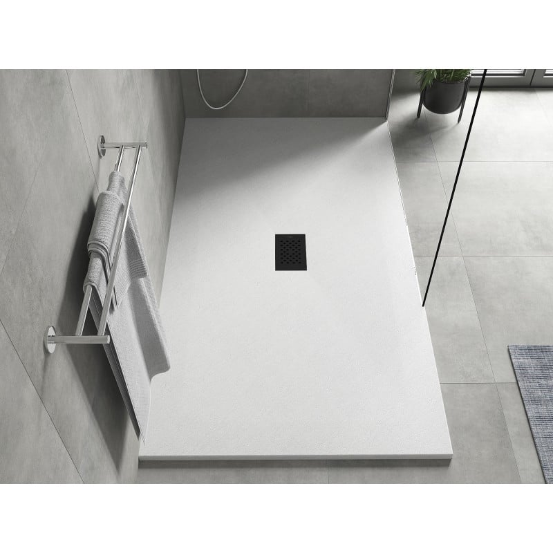 Mexen Hugo rechteckige Duschwanne SMC 160 x 100 cm, weiß, Abdeckung schwarz - 42101016-B