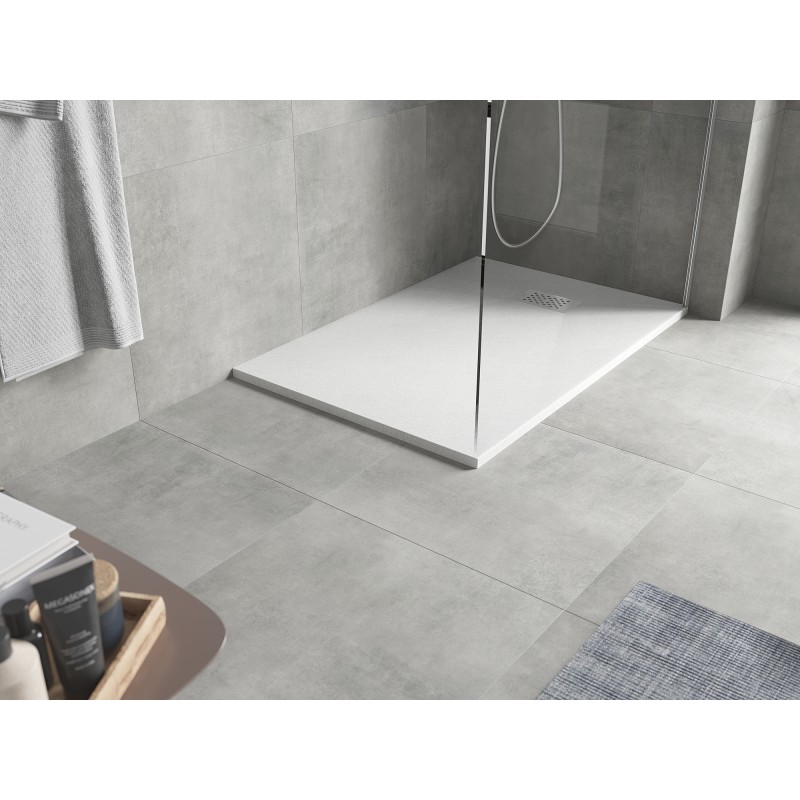 Mexen Hugo rechteckige Duschwanne SMC 110 x 90 cm, weiß, Abdeckung Inox - 42109011-X