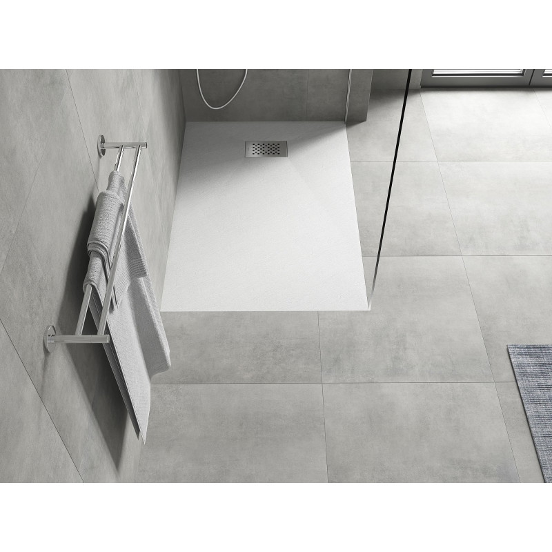 Mexen Hugo rechteckige Duschwanne SMC 100 x 90 cm, weiß, Abdeckung aus Inox - 42109010-X