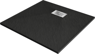 Mexen Hugo quadratische Duschwanne SMC 70 x 70 cm, schwarz, Abdeckung aus Inox - 42707070-X