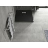 Mexen Hugo quadratische Duschwanne SMC 70 x 70 cm, schwarz, Abdeckung aus Inox - 42707070-X