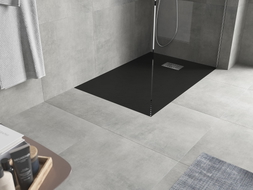 Mexen Hugo Rechteck-Duschwanne SMC 110 x 70 cm, schwarz, Abdeckung Inox - 42707011-X