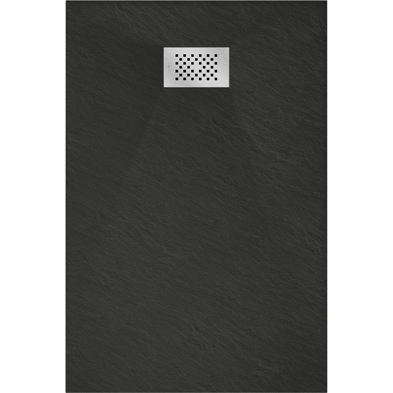 Mexen Hugo SMC Rechteck-Duschwanne 100 x 70 cm, schwarz, Abdeckung Inox - 42707010-X