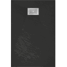 Mexen Hugo Rechteck-Duschwanne SMC 90 x 70 cm, schwarz, Abdeckung Inox - 42707090-X