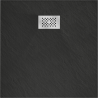 Mexen Hugo quadratische Duschwanne SMC 80 x 80 cm, schwarz, Abdeckung aus Inox - 42708080-X