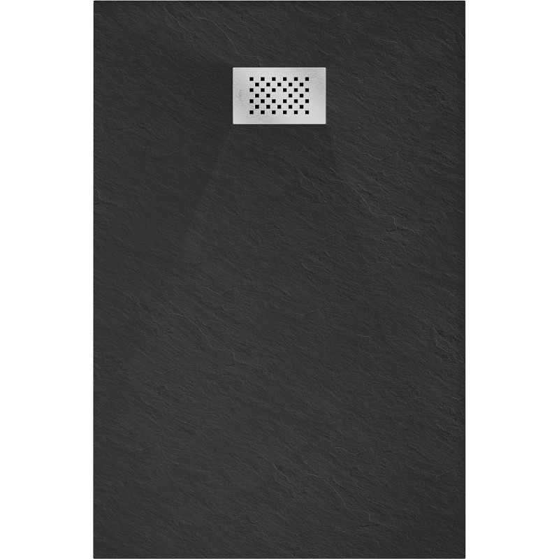 Mexen Hugo Rechteckige Duschwanne SMC 100 x 80 cm, schwarz, Abdeckung in Inox - 42708010-X