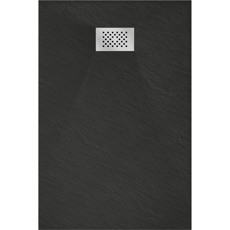 Mexen Hugo rechteckige SMC-Duschwanne 120 x 80 cm, schwarz, Abdeckung Inox - 42708012-X