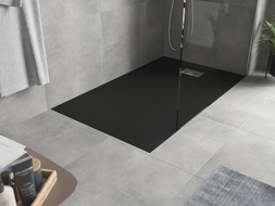 Mexen Hugo rechteckige Duschwanne SMC 160 x 80 cm, schwarz, Abdeckung Inox - 42708016-X