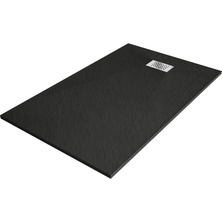 Mexen Hugo rechteckige Duschwanne SMC 160 x 80 cm, schwarz, Abdeckung Inox - 42708016-X