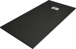 Mexen Hugo rechteckige Duschwanne SMC 170 x 80 cm, schwarz, Abdeckung aus Inox - 42708017-X