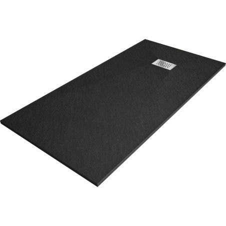 Mexen Hugo rechteckige Duschwanne SMC 180 x 80 cm, schwarz, Abdeckung aus Inox - 42708018-X