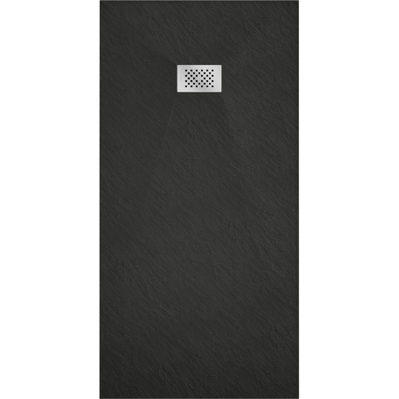 Mexen Hugo Rechteckige Duschwanne SMC 180 x 80 cm, schwarz, Abdeckung Inox - 42708018-X