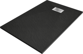 Mexen Hugo Rechteck-Duschwanne SMC 120 x 90 cm, schwarz, Inox-Abdeckung - 42709012-X