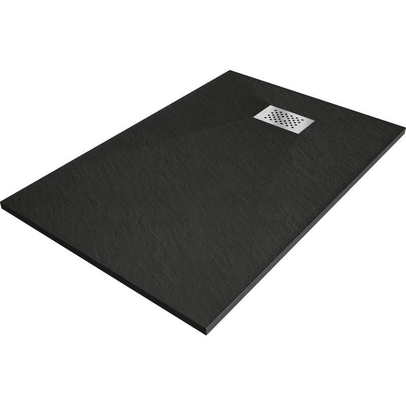 Mexen Hugo rechteckige Duschwanne SMC 130 x 90 cm, schwarz, Edelstahlabdeckung - 42709013-X