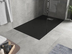 Mexen Hugo Rechteck-Duschwanne SMC 150 x 90 cm, schwarz, Inox-Abdeckung - 42709015-X