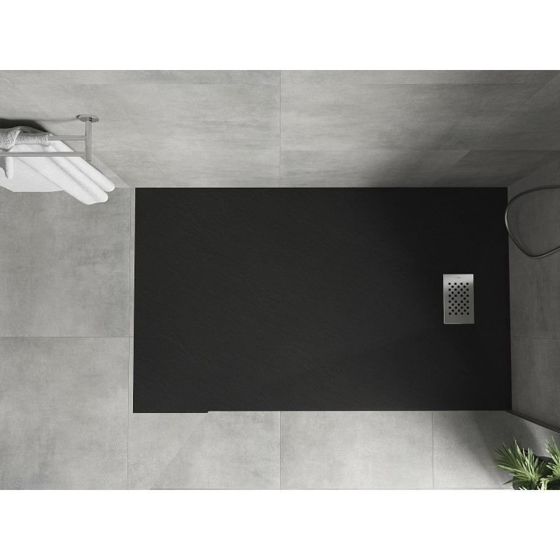 Mexen Hugo Rechteckige SMC-Duschwanne 150 x 90 cm, schwarz, Abdeckung aus Inox - 42709015-X