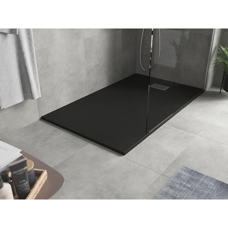 Mexen Hugo Rechteckige Duschwanne SMC 150 x 90 cm, schwarz, Inox-Verkleidung - 42709015-X