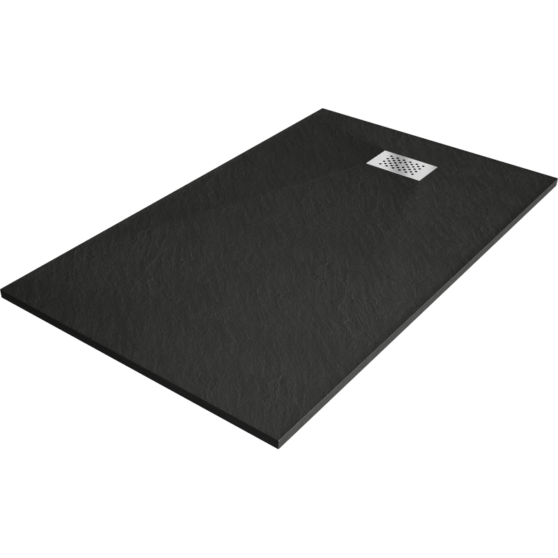 Mexen Hugo rechteckige Duschwanne SMC 150 x 90 cm, schwarz, Verkleidung Inox - 42709015-X
