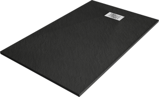 Mexen Hugo Rechteck-Duschwanne SMC 150 x 90 cm, schwarz, Inox-Abdeckung - 42709015-X