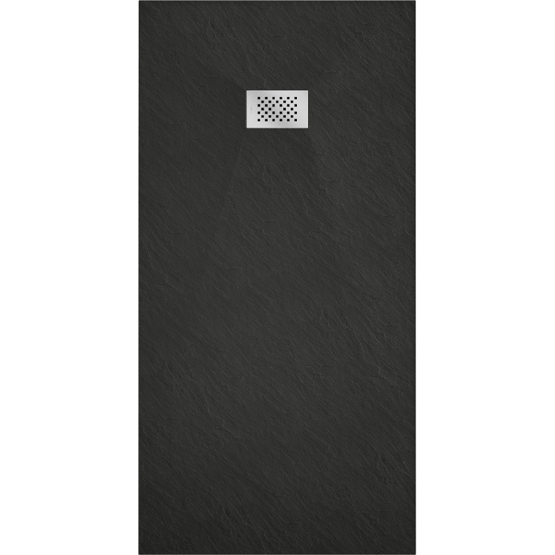 Mexen Hugo rechteckige Duschwanne SMC 170 x 90 cm, schwarz, Abdeckung Inox - 42709017-X