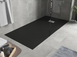 Mexen Hugo rechteckige Duschwanne SMC 180 x 90 cm, schwarz, Inox-Abdeckung - 42709018-X