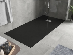 Mexen Hugo rechteckige Duschwanne SMC 170 x 90 cm, schwarz, Abdeckung Inox - 42709017-X