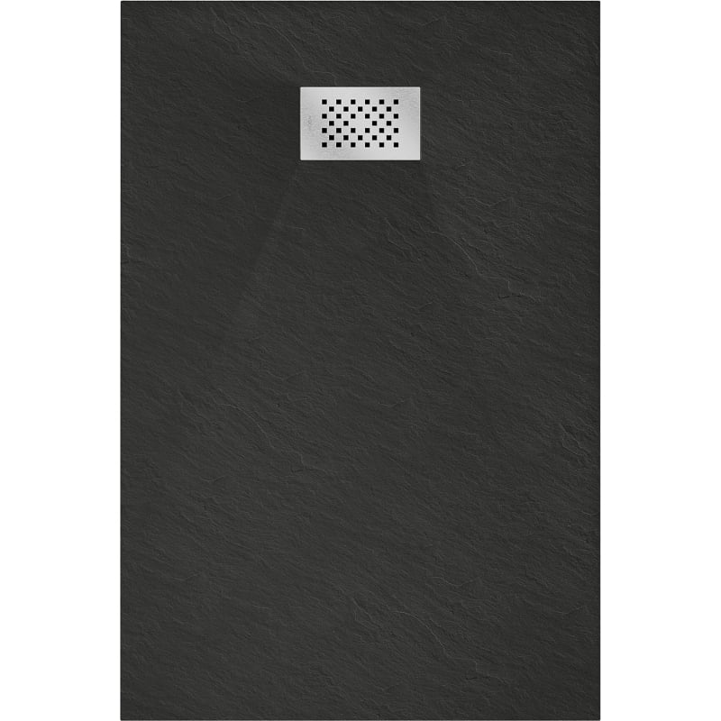 Mexen Hugo Rechteckige Duschwanne SMC 110 x 80 cm, schwarz, Inox-Abdeckung - 42708011-X