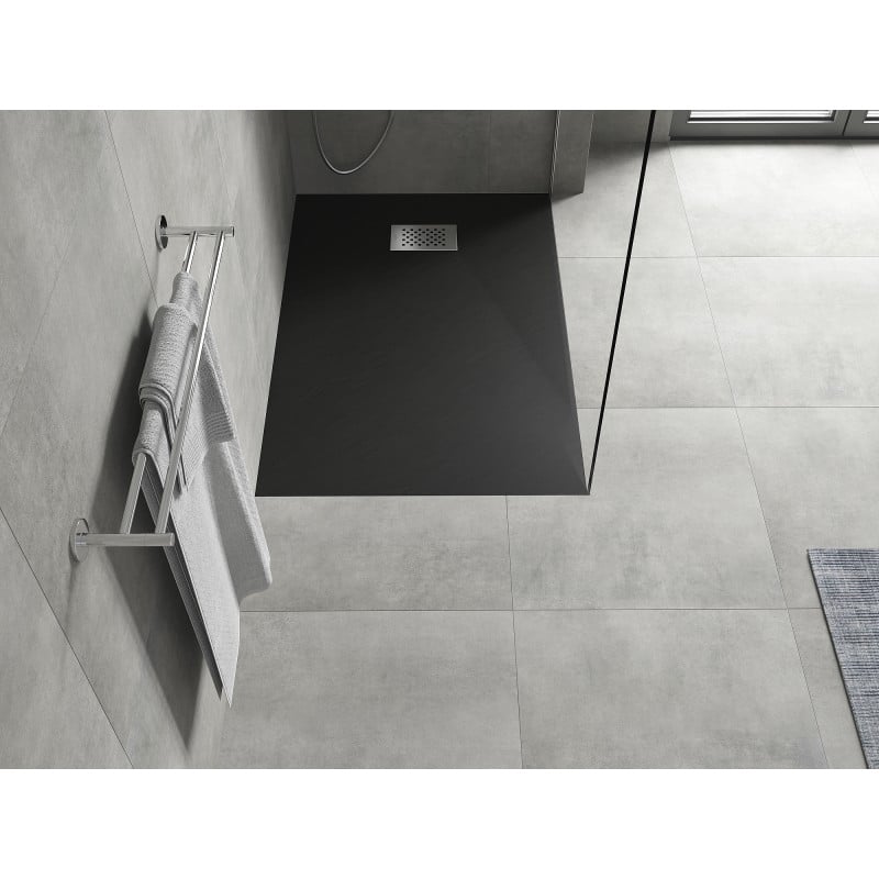 Mexen Hugo SMC Rechteck-Duschwanne 100 x 90 cm, schwarz, Abdeckung Inox - 42709010-X