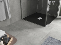 Mexen Hugo quadratische Duschwanne SMC 100 x 100 cm, schwarz, Abdeckung aus Inox - 42701010-X