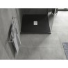 Mexen Hugo Quadratische Duschwanne SMC 100 x 100 cm, schwarz, Abdeckung Inox - 42701010-X