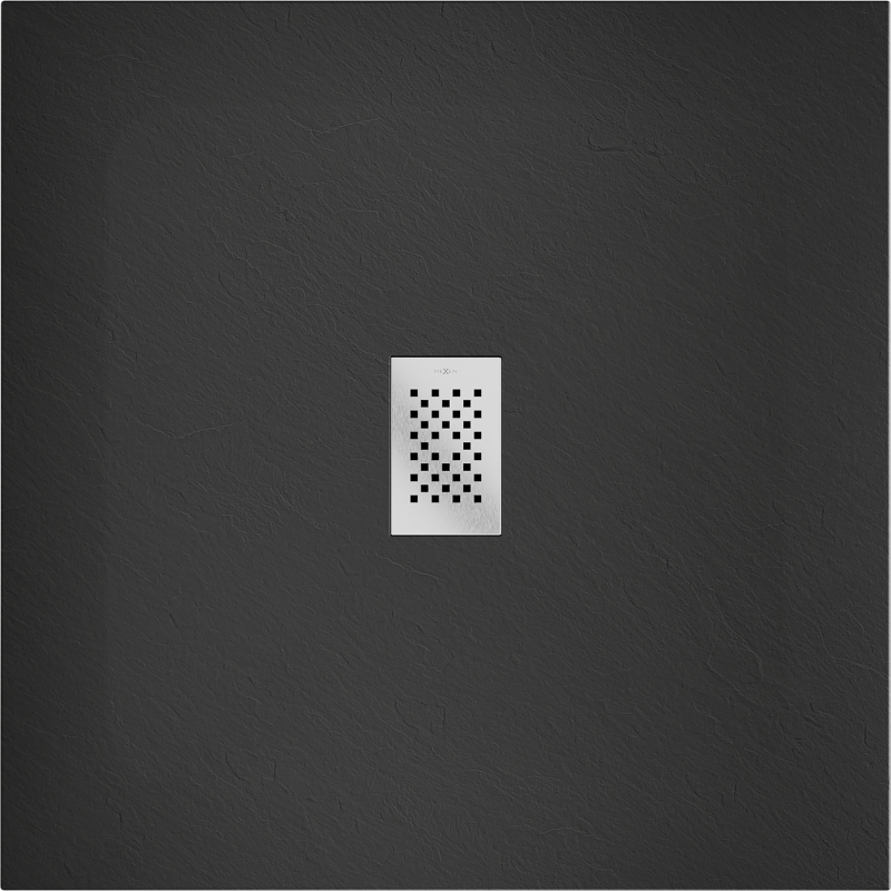 Mexen Hugo quadratische Duschwanne SMC 100 x 100 cm, schwarz, Abdeckung aus Inox - 42701010-X
