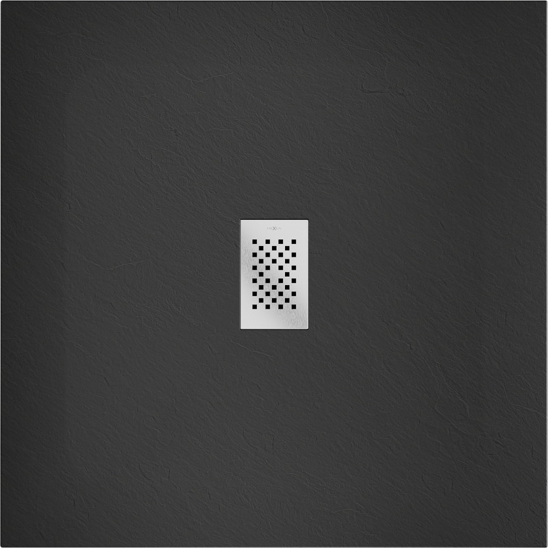 Mexen Hugo Quadratische Duschwanne SMC 100 x 100 cm, schwarz, Abdeckung Inox - 42701010-X