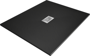 Mexen Hugo rechteckige Duschwanne SMC 110 x 100 cm, schwarz, Abdeckung aus Inox - 42701011-X