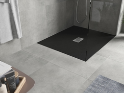 Mexen Hugo Rechteck-Duschwanne SMC 120 x 100 cm, schwarz, Abdeckung Inox - 42701012-X