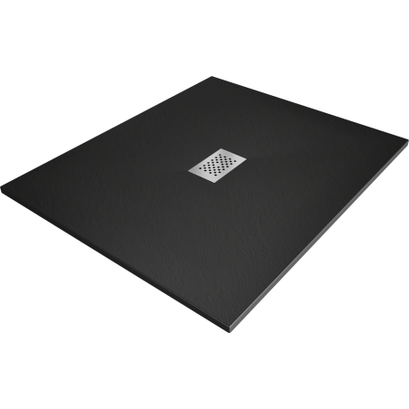 Mexen Hugo rechteckige Duschwanne SMC 140 x 100 cm, schwarz, Abdeckung Inox - 42701014-X