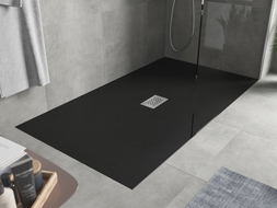 Mexen Hugo rechteckige SMC-Duschwanne 200 x 100 cm, schwarz, Abdeckung Inox - 42701020-X