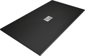 Mexen Hugo rechteckige SMC-Duschwanne 200 x 100 cm, schwarz, Abdeckung Inox - 42701020-X
