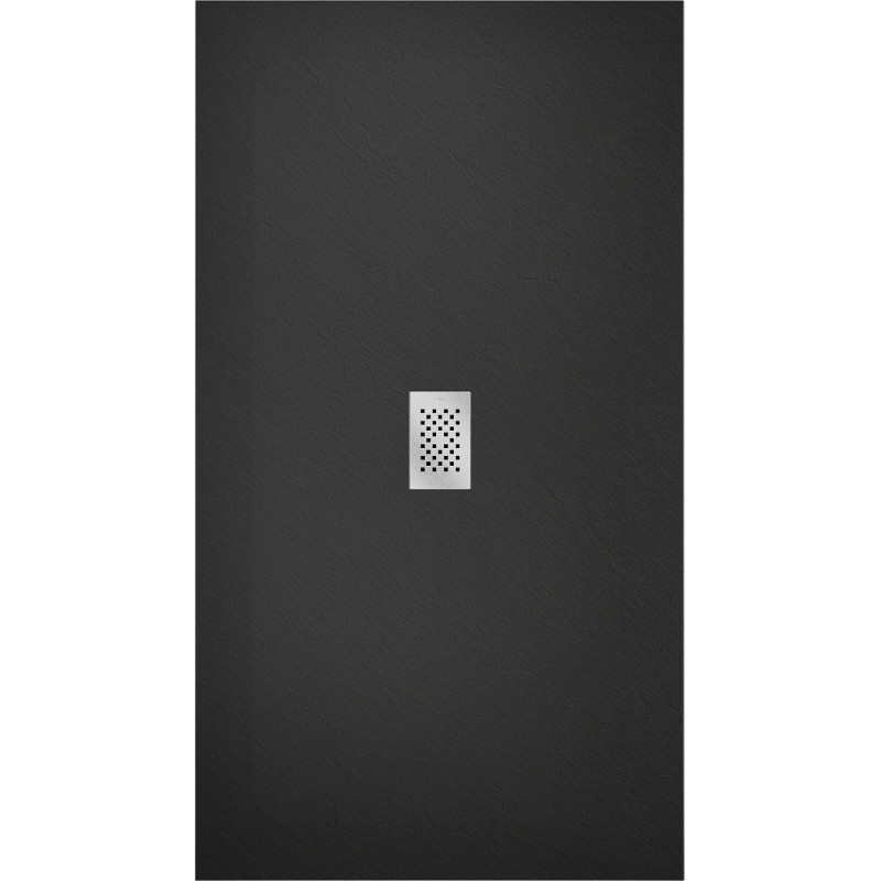 Mexen Hugo Rechteckige Duschwanne SMC 170 x 100 cm, schwarz, Inox-Abdeckung - 42701017-X
