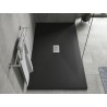 Mexen Hugo rechteckige SMC-Duschwanne 180 x 100 cm, schwarz, Abdeckung inox - 42701018-X