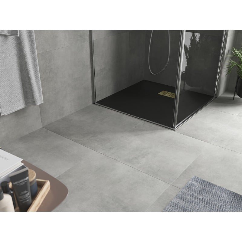 Mexen Hugo quadratische Duschwanne SMC 80 x 80 cm, schwarz, Abdeckung gold - 42708080-G