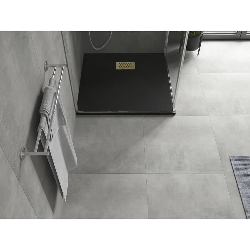 Mexen Hugo quadratische Duschwanne SMC 70 x 70 cm, schwarz, Goldene Abdeckung - 42707070-G